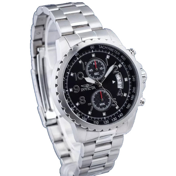 Invicta Specialty Men’s Chronograph Quartz Watch 45mm Stainless Steel Black Dial - Picture 1 of 7